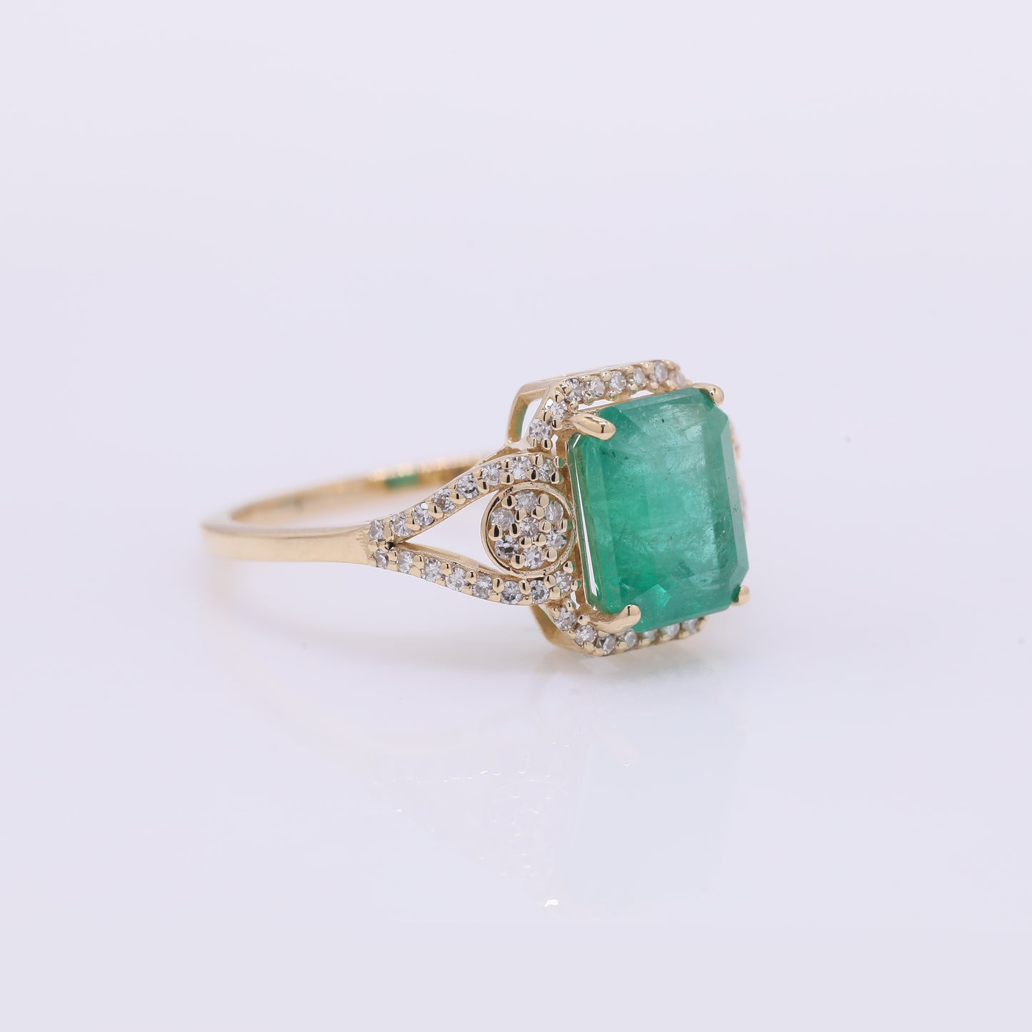 2.48 Ct Octagon Step Cut Natural Emerald 14K Gold Ring