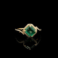 1.79 Ct Octagon Step Cut Natural Emerald 14K Gold Ring