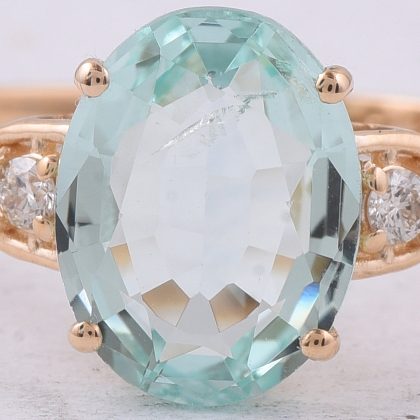 2.07 Ct Oval Natural Beryl 14K Gold Ring