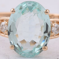2.07 Ct Oval Natural Beryl 14K Gold Ring