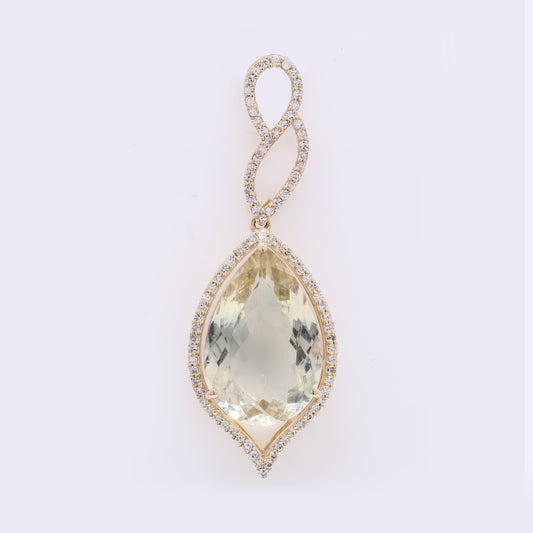 6.48 Ct Pear Mixed Cut Natural Plagioclase Feldspar Sunstone 14K Gold Pendant