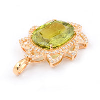 5.62 Ct Cushion Mixed Cut Natural Green Sapphire 14K Gold Pendant