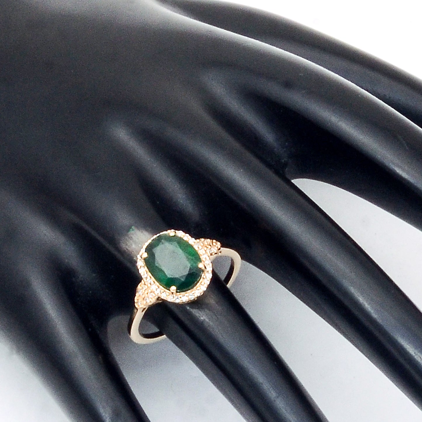 2.40 Ct Oval Mixed Cut Natural Emerald 14K Gold Ring