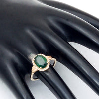 2.40 Ct Oval Mixed Cut Natural Emerald 14K Gold Ring