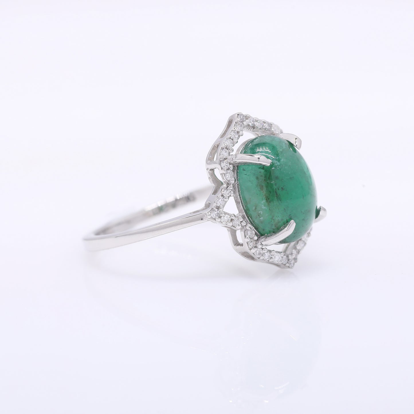 2.90 Ct Oval Mixed Cut Natural Emerald 950 Platinum Ring