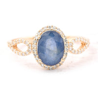 1.97 Ct Oval Mixed Cut Natural Sapphire 14K Gold Ring