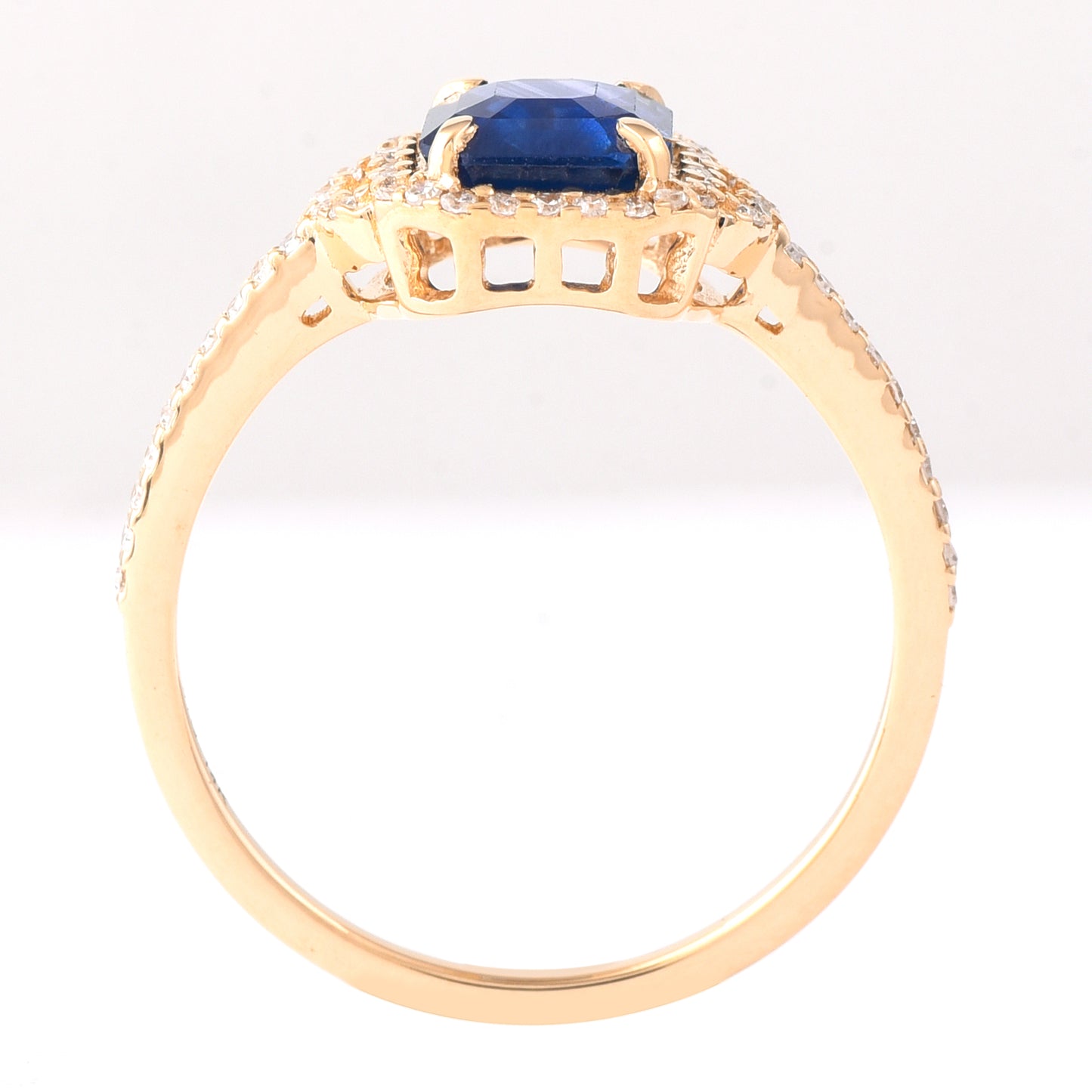 1.79 Ct Octagon Step Cut Natural Sapphire 14K Gold Ring