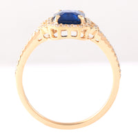 1.79 Ct Octagon Step Cut Natural Sapphire 14K Gold Ring
