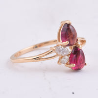 1.35 Ct Pear Cabochon Natural Pink Tourmaline 14K Gold Ring