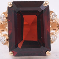 6.06 Ct Octagon Natural Garnet 14K Gold Ring