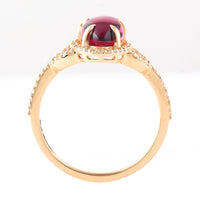 2.35 Ct Pear Cabochon Natural Rubellite 14K Gold Ring