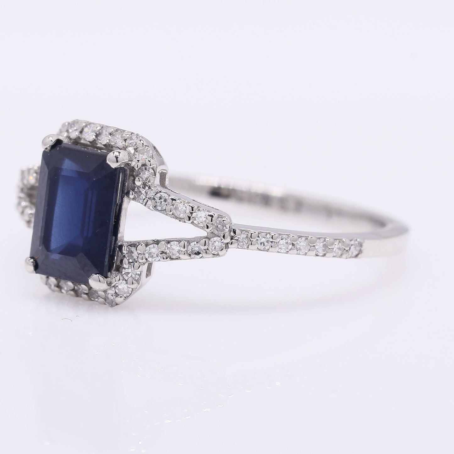1.24 Ct Octagon Step Cut Natural Sapphire 950 Platinum Ring
