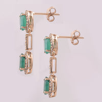 3.40 Ct Oval Mixed Cut Natural Emerald 14K Gold Earrings