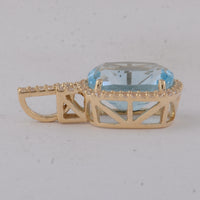 3.90 Ct Cushion Blue Topaz 9K Gold Pendant