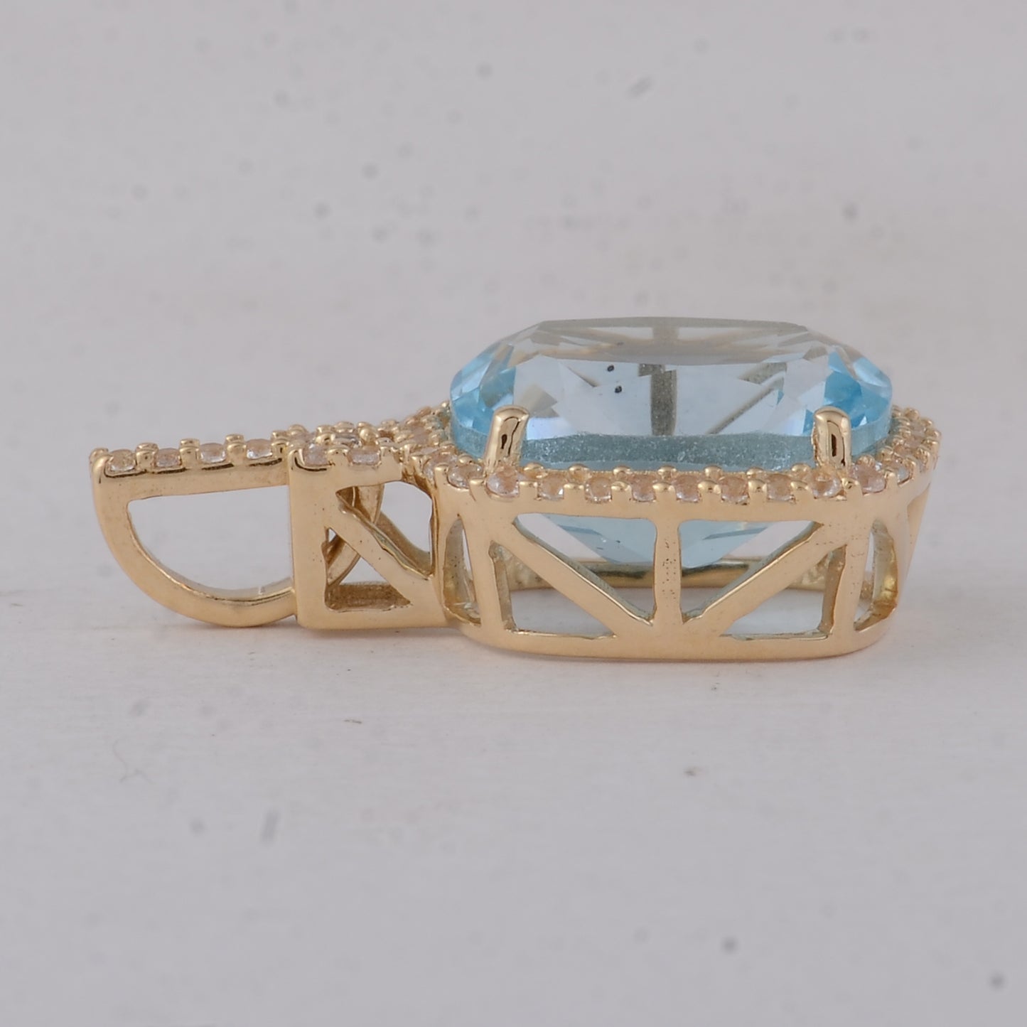 3.90 Ct Cushion Blue Topaz 9K Gold Pendant