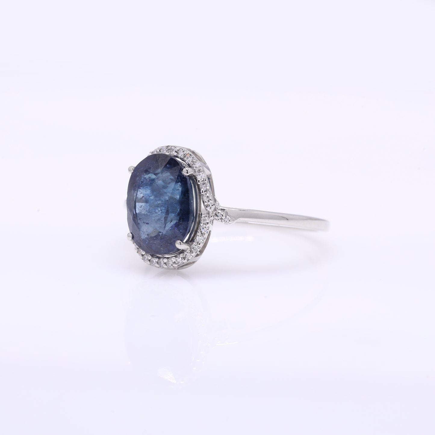 3.78 Ct Oval Mixed Cut Natural Sapphire 950 Platinum Ring