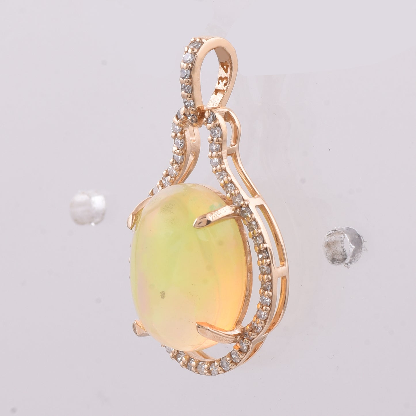 2.90 Ct Oval Natural Opal 14K Gold Pendant