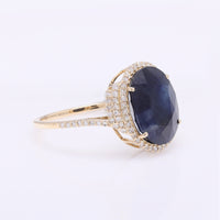5.48 Ct Oval Mixed Cut Natural Corundum Sapphire 14K Gold Ring