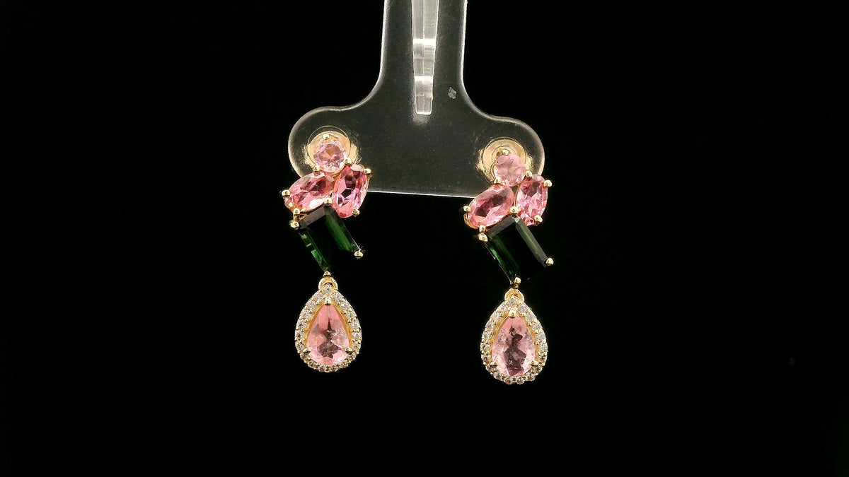 2.65 Ct Pear Tourmaline 14K Gold Earrings
