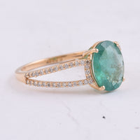 2.07 Ct Oval Natural Emerald 14K Gold Ring
