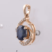 1.25 Ct Oval Natural Sapphire 14K Gold Pendant
