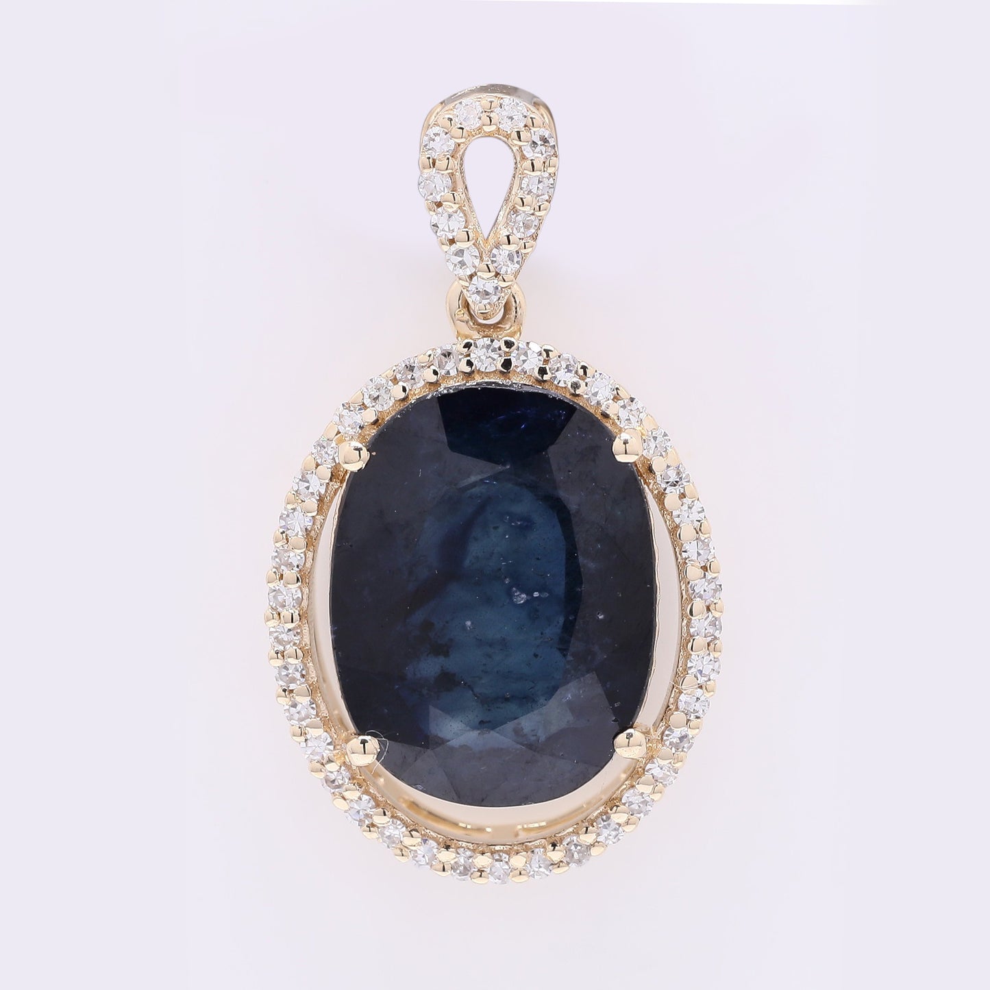 4.57 Ct Oval Mixed Cut Natural Sapphire 14K Gold Pendant