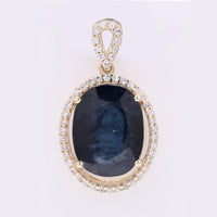 4.57 Ct Oval Mixed Cut Natural Sapphire 14K Gold Pendant