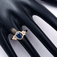 1.55 Ct Oval Mixed Cut Natural Sapphire 14K Gold Ring