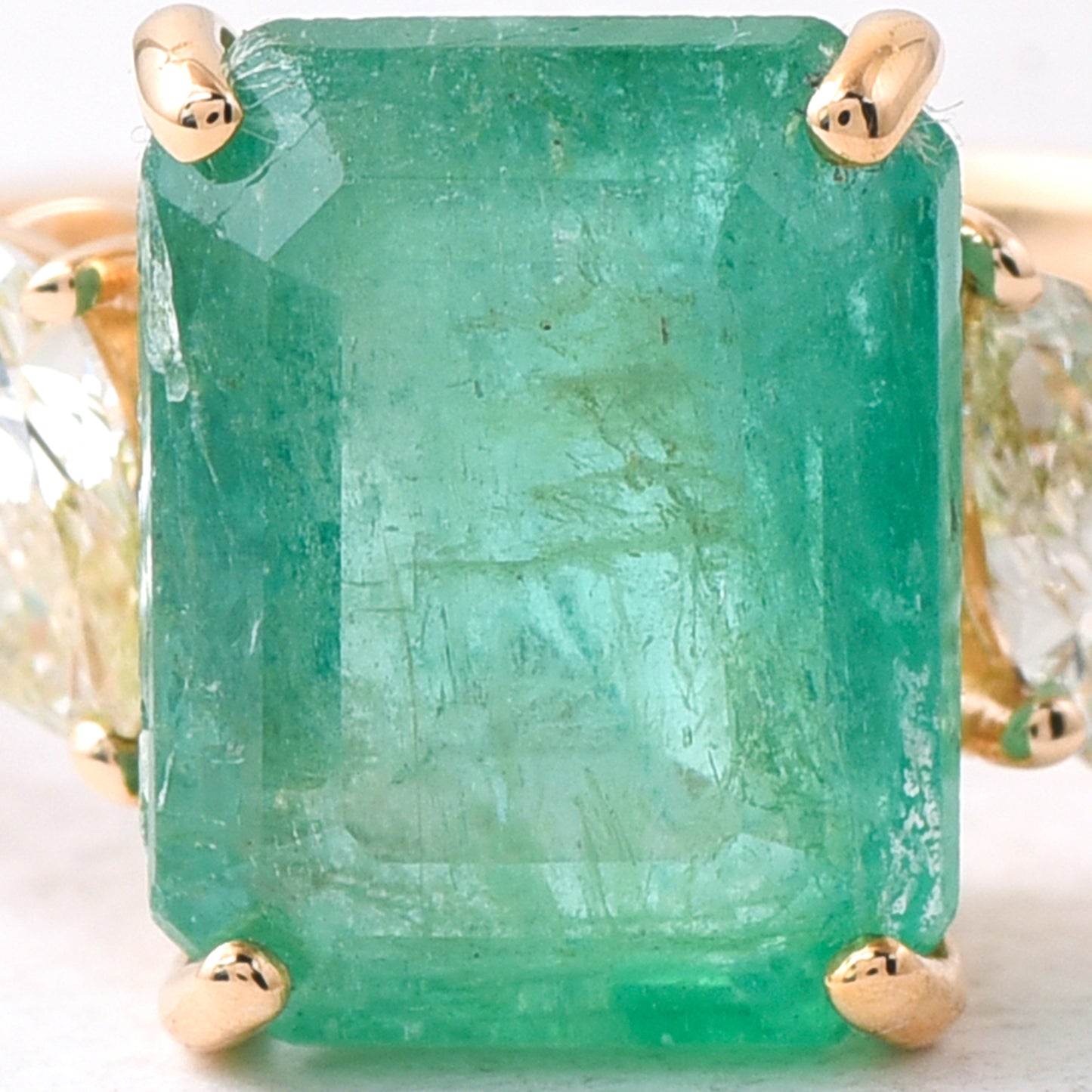 3.05 Ct Octagon Step Cut Natural Emerald 14K Gold Ring
