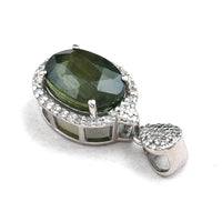 3.69 Ct Oval Mixed Cut Natural Green Sapphire 950 Platinum Pendant