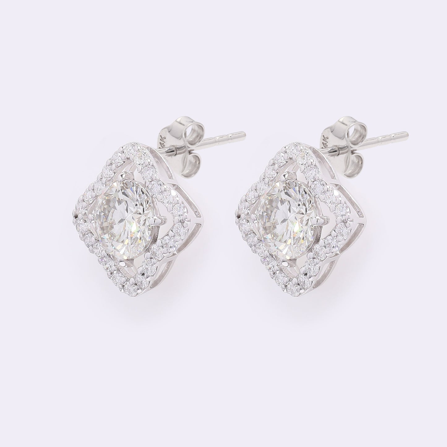 2.69 Carats Lab Grown Diamond 14K Gold Earrings