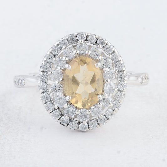 2.84 Ct Oval Citrine 925 Sterling Silver Ring