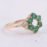 0.94 Ct Round Natural Emerald 14K Gold Ring