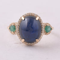 6.80 Ct Oval Sapphire 9K Gold Ring