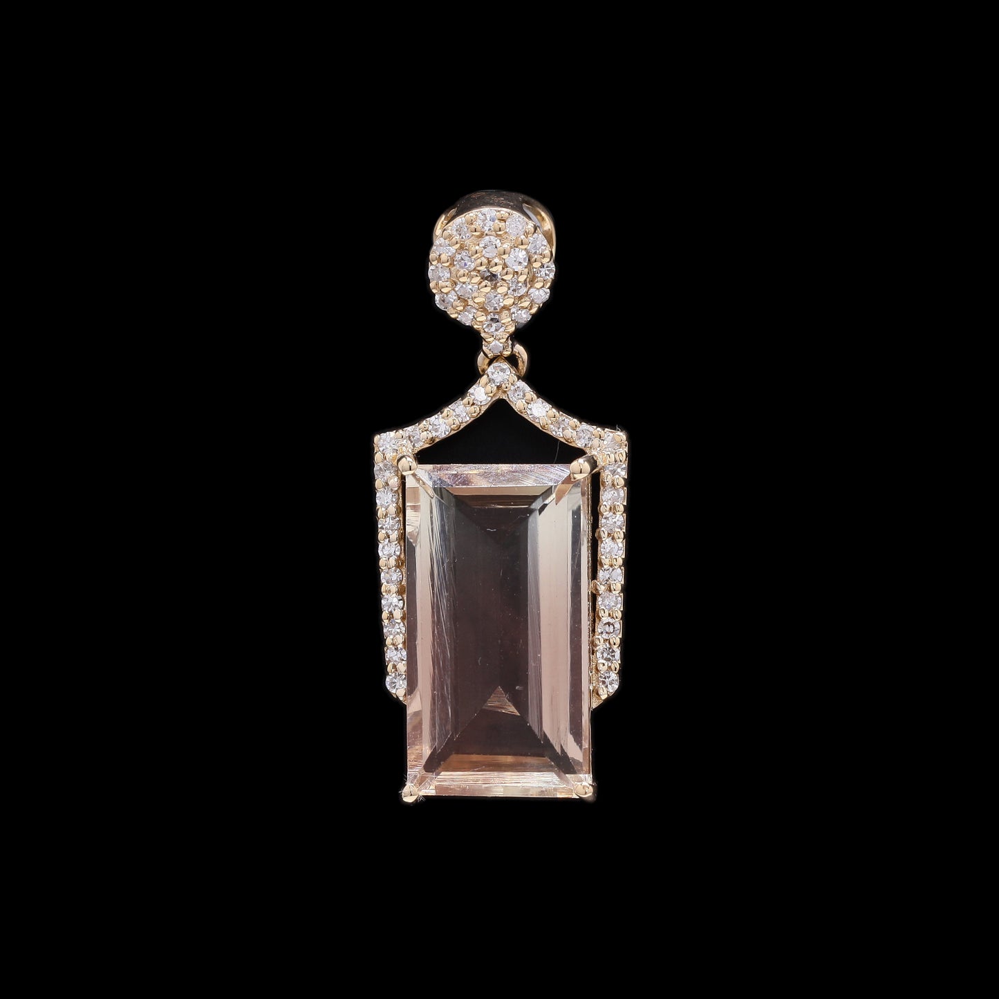 3.62 Ct Rectangle Mixed Cut Natural Sunstone 14K Gold Pendant
