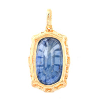 9.88 Ct Cushion Mixed Cut Natural Sapphire 14K Gold Pendant