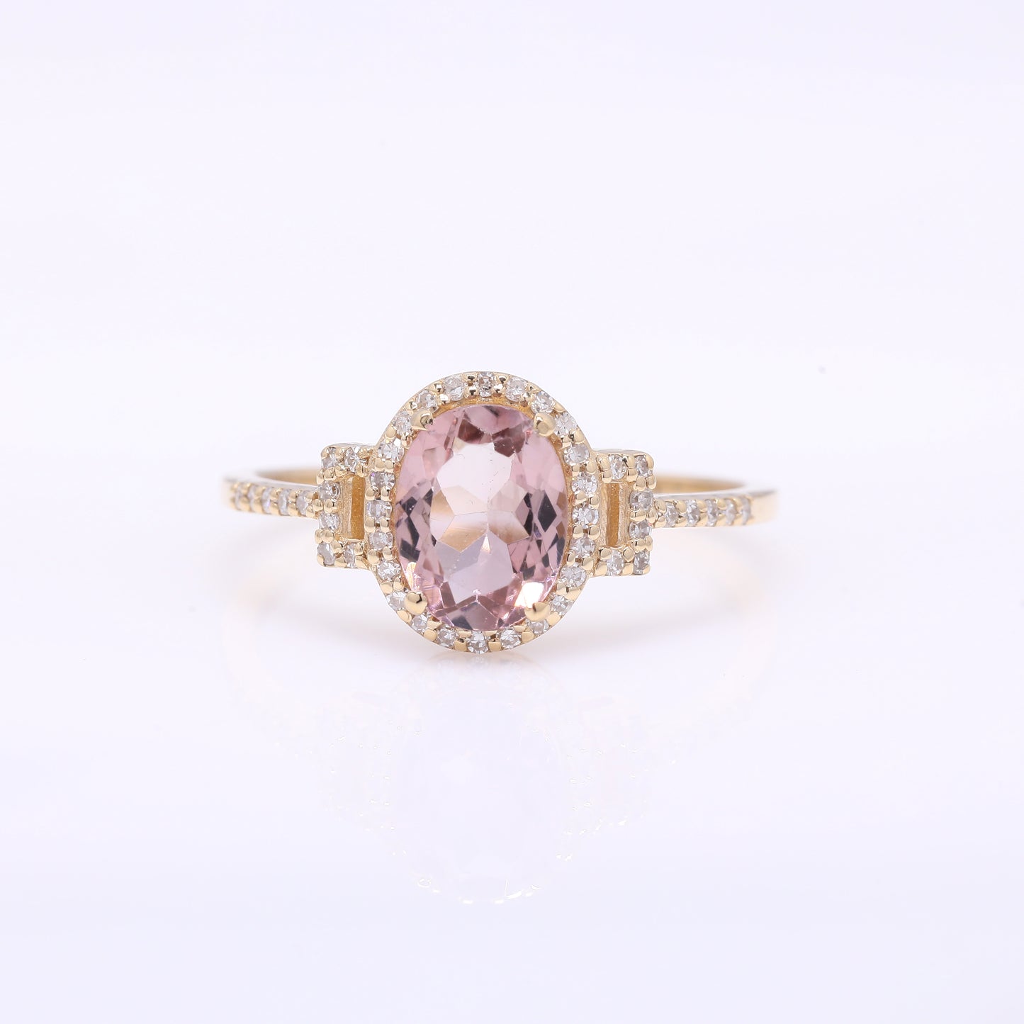 1.23 Ct Oval Mixed Cut Natural Tourmaline 14K Gold Ring