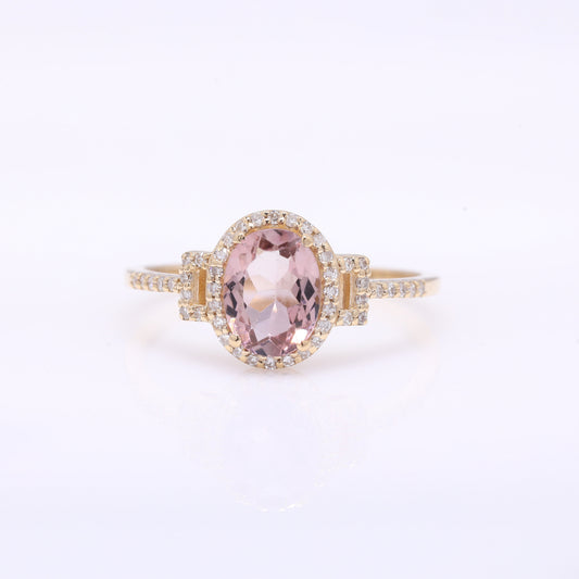 1.23 Ct Oval Mixed Cut Natural Tourmaline 14K Gold Ring