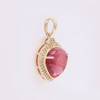 4.02 Ct Pear Cabochon Natural Tourmaline 14K Gold Pendant