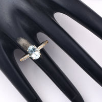 1.64 Ct Oval Mixed Cut Natural Aquamarine 14K Gold Ring