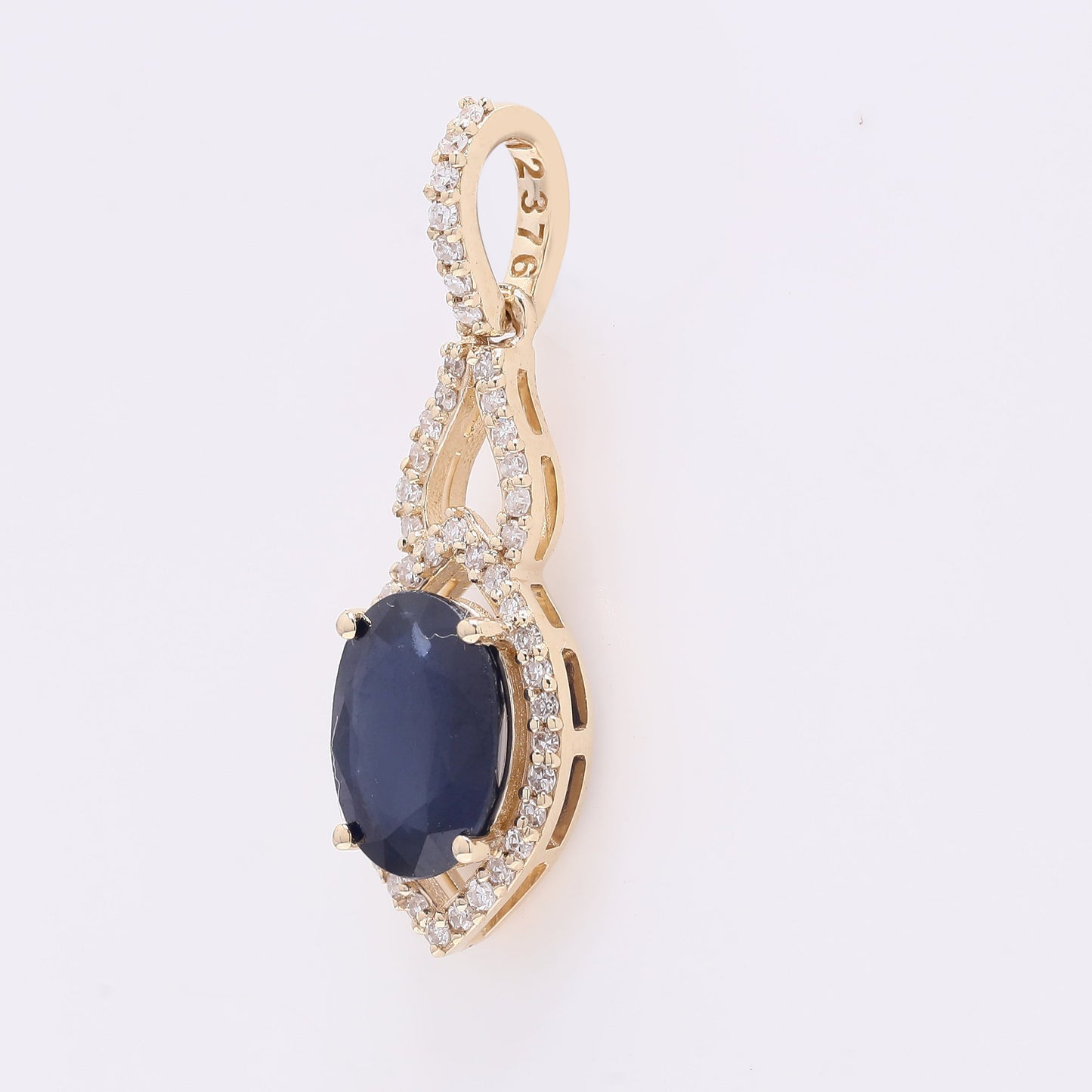 1.60 Ct Oval Mixed Cut Natural Sapphire 14K Gold Pendant