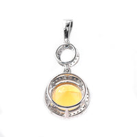 2.46 Ct Round Mixed Cut Natural Fire Opal 950 Platinum Pendant