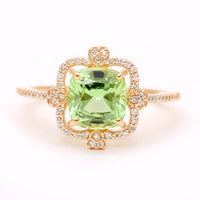 2.48 Ct Cushion Natural Eridot 14K Gold Ring