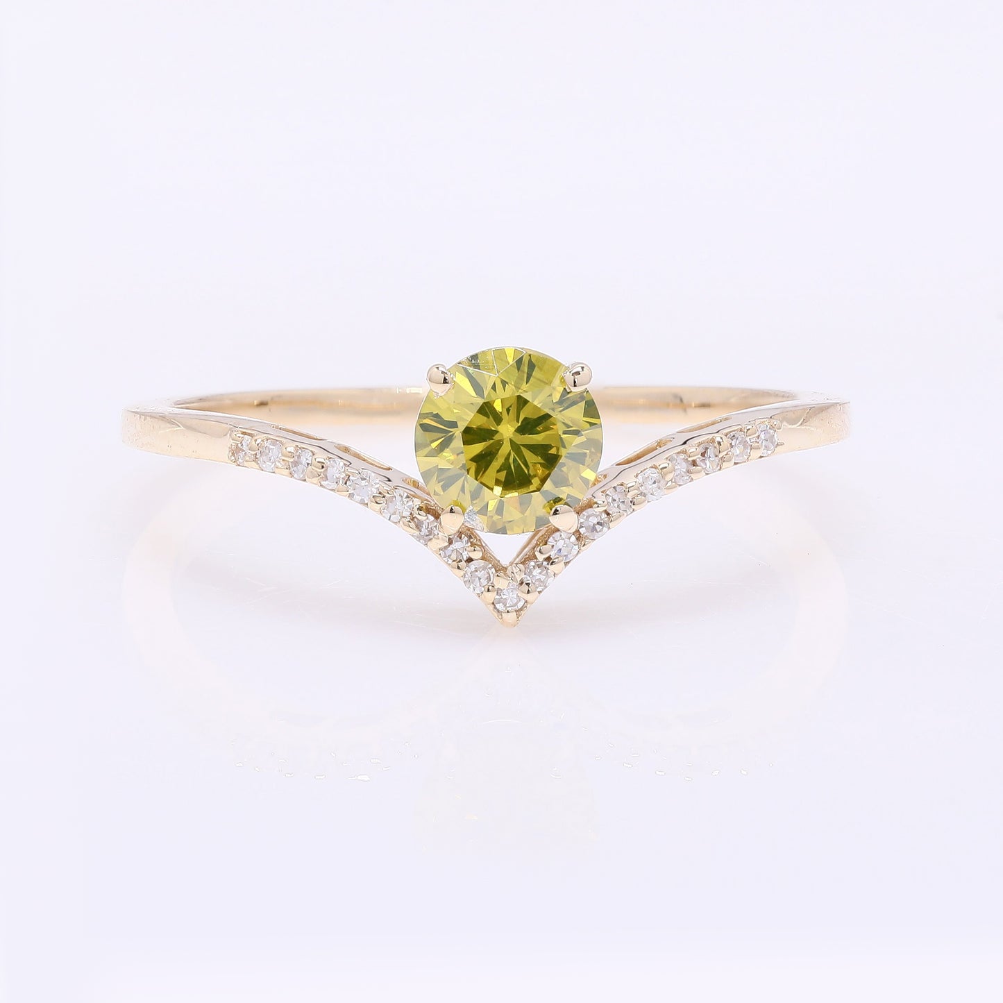 0.59 Ct Round Yellow Diamond 14K Gold Ring