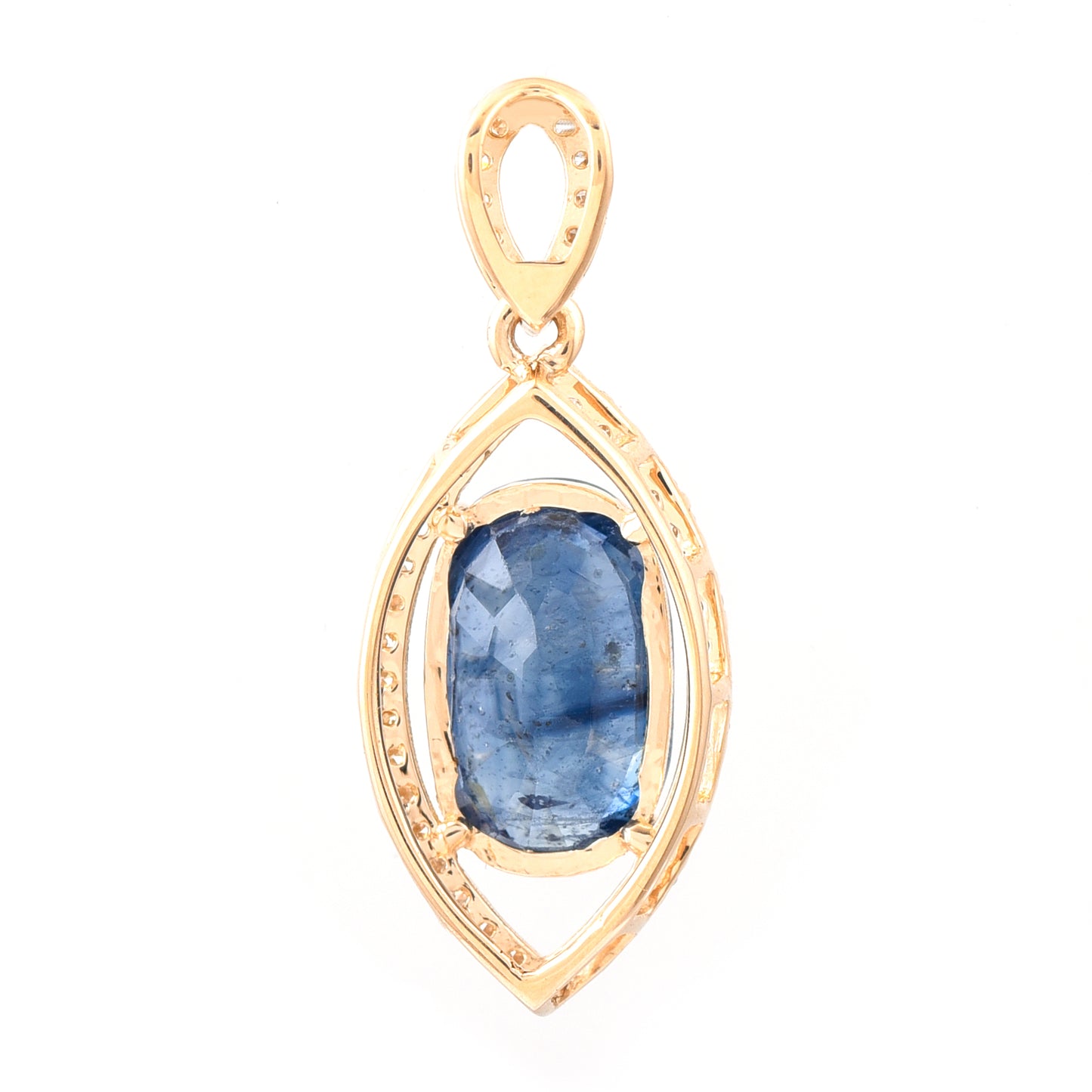 2.70 Ct Oval Mixed Cut Natural Sapphire 14K Gold Pendant