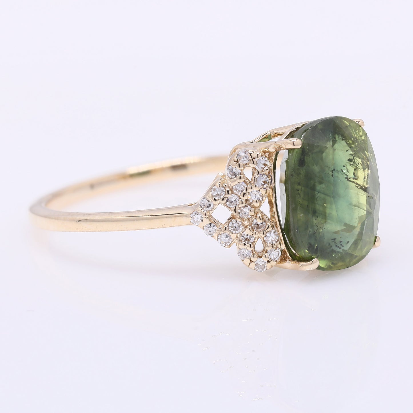 3.84 Ct Cushion Mixed Cut Natural Bi-Coloured Sapphire 14K Gold Ring