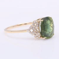 3.84 Ct Cushion Mixed Cut Natural Bi-Coloured Sapphire 14K Gold Ring