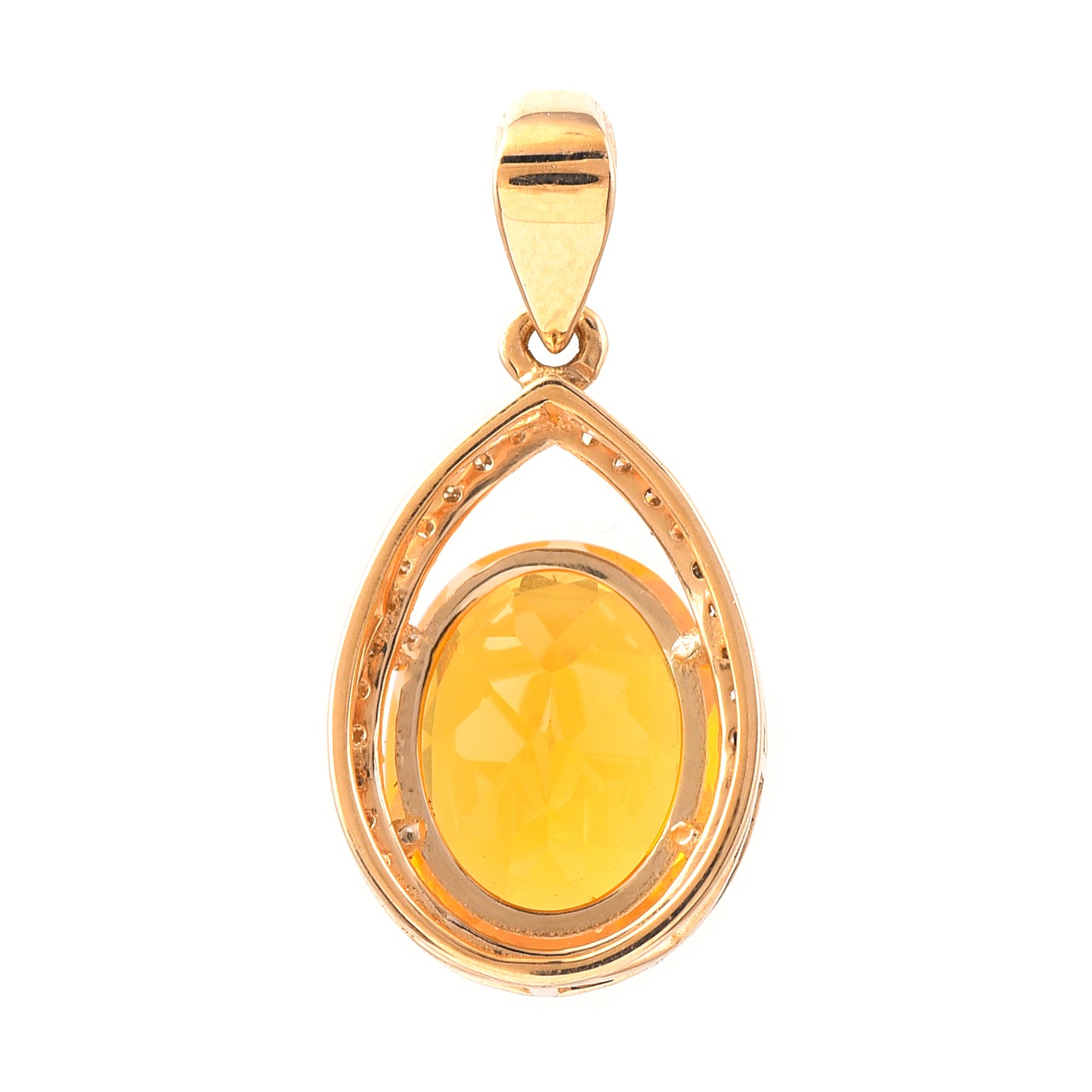 1.97 Ct Oval Mixed Cut Natural Fire Opal 14K Gold Pendant