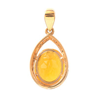 1.97 Ct Oval Mixed Cut Natural Fire Opal 14K Gold Pendant