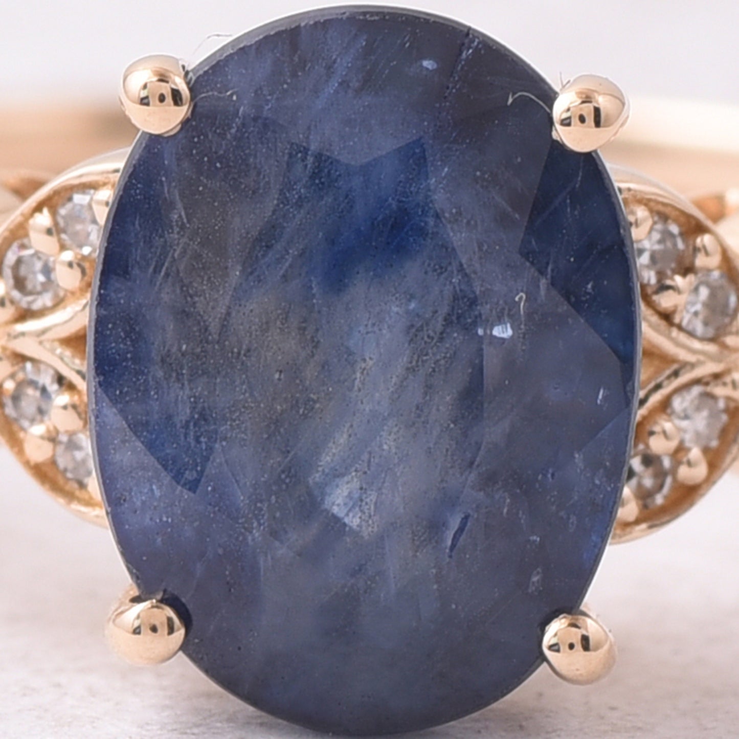 2.69 Ct Oval Mixed Cut Natural Sapphire 14K Gold Ring